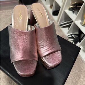 Aldo Metallic Pink Mules